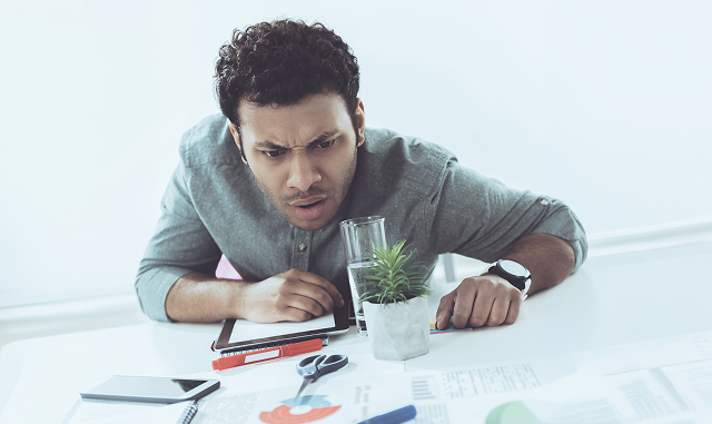 Business professional struggling with marketing